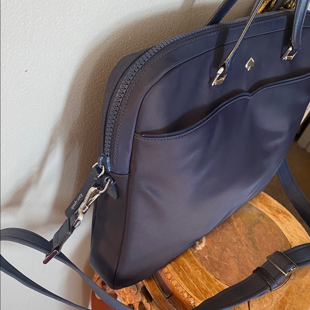 💙♠️KATE SPADE NEW YORK Jae Dark Navy Blue Nylon Laptop Shoulder Bag 💙 - Picture 3 of 15